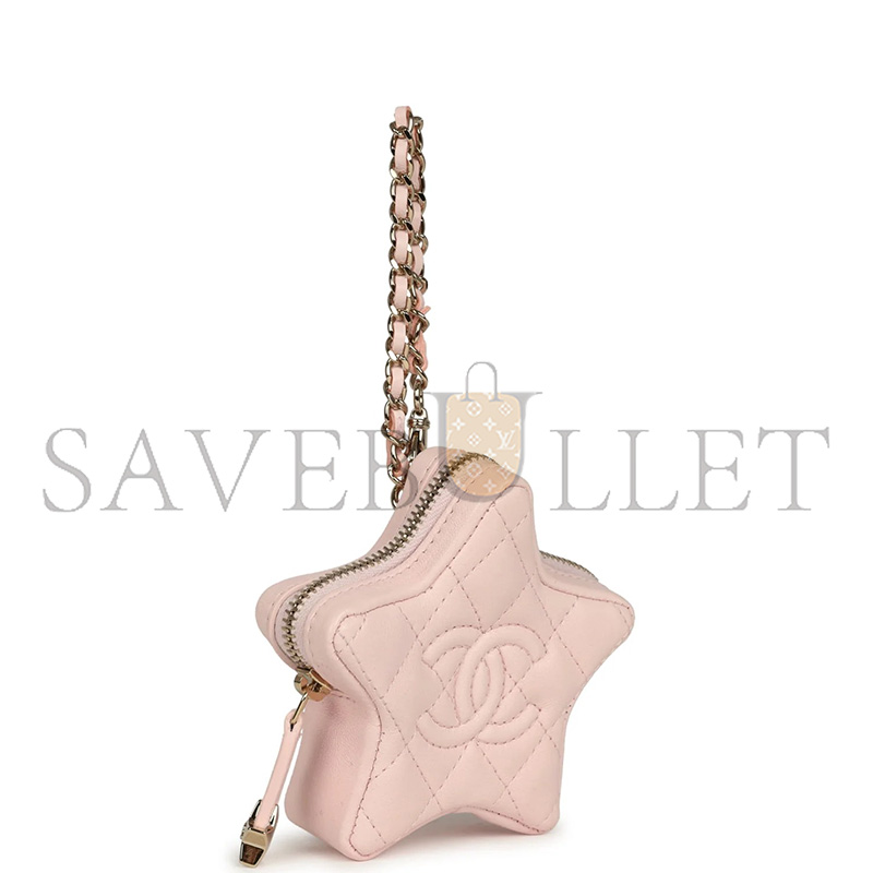 Ch**el STAR CHARM LIGHT LAMBSKIN GOLD HARDWARE (8*7*3cm)